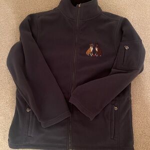 Women’s Gray Boxer-Dog Themed Fleece Jacket Size Large